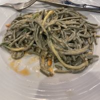 Spiralised vegetable spaghetti in red curry sauce  at Celeste in Castelldefels