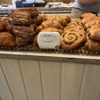 Middle croissant behind the sign is the vegan option  at Alof in Munich