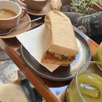 Vegan panini and great coffee  at Augusto Specialty Coffee Shop in Rovinj