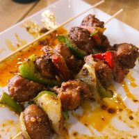 Cumin 'lamb' kabobs — they taste just like the animal versions from the Xian carts in Flushing so why harm animals this tasty snack? at SuTao Cafe in Malvern