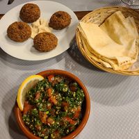 Starter with falafel and tabouleh. at CHAM-FEL in Limoges