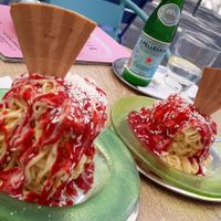 veganes Spaghettieis at Eiscafe Cortina in Cologne