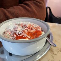 Spaghetti ice cream  at Eiscafe Cortina in Cologne