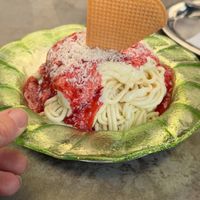 Vegan Spaghetti Ice Sundea  at Eiscafe Cortina in Cologne