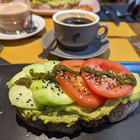 Very very good avocado toast! at Brunch Cafe in Venice