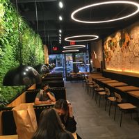 View from front; note plenty of tables and chairs. at NuLeaf in New York City