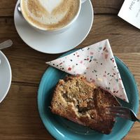 Cappuccino and banana bread at Maja Kaffee in Ingelheim