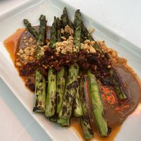 Asparagus with spicy peanut sauce  at Stones Throw in York