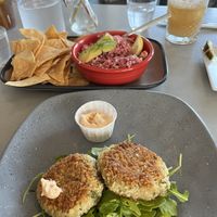Crab cakes and ceviche, both vegan   at Stones Throw in York