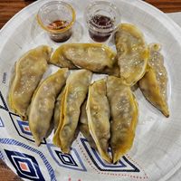 Pan fried vegan dumplings at Stick To My Pot in New York City