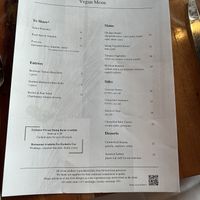 Vegan menu  at Fraser's in West Perth