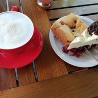 Milchkaffee mit Hafermilch at Altes Feuerwehrhaus in Damshagen