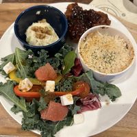four plate set with choice of lasagne and sweet chilli chicken   at Plant Based Tokyo in Tokyo