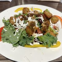 “Power Salad of Soy Meat”.  Great ingredient combination in including, surprisingly Grapefruit as well as really decent vegan cheese.”    at Plant Based Tokyo in Tokyo