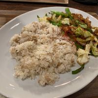 Twice cooked pork  at Plant Based Tokyo in Tokyo