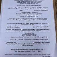 Menu page 1 at Little Green Refills in Abergavenny