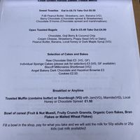 Menu page 2 at Little Green Refills in Abergavenny