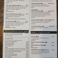 Menu at Little Green Refills in Abergavenny