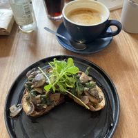 Thyme & garlic mushrooms on sourdough toastt  at Little Green Refills in Abergavenny