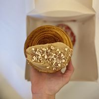 Delicious pastry with banana and peanut butter cream  at Delish Vegan Doughnuts - Malasaña in Madrid