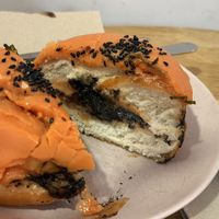 Blood orange and black sesame donut   at Delish Vegan Doughnuts - Malasaña in Madrid