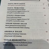 Vegan menu  at Prime Italian Steakhouse and Bar in Lenox