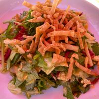 Seaweed salad.
(it looks red because I was under a red umbrella) 
 at Raku in Washington