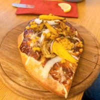 bbq pizza  at Vegitalian in Salzburg