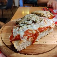 Greek 'pizza' at Vegitalian in Salzburg