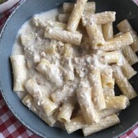 Rigatoni alla Carbonara  at Vegitalian in Salzburg