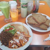 Chilaquiles with soy pastor at Alta Fibra in Guadalajara
