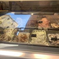 Some of the flavours  at Madonna Gelateri in Girona