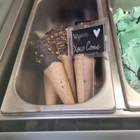 Vegan chocolate ice-cream cones at Madonna Gelateri in Girona