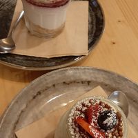 Crumble con crema chantilly e grano saraceno e cheesecake con frutti rossi❤ at Idem Con Patate in Turin