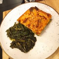 Zucchini parmigiana and coste as a side dish at Idem Con Patate in Turin