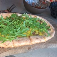 flatbreaf with truffle mushroom at Madera in London