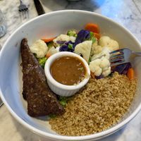 Bowl with quinoa, tempeh, and veggies at Spring Cafe Aspen in New York City