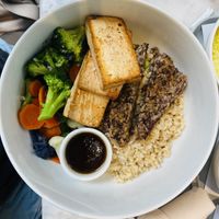 Highland bowl with tofu and tempeh  at Spring Cafe Aspen in New York City