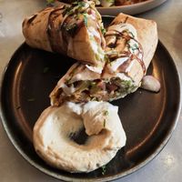 Sandwich with vegan shawarma at Baladi in Brussels