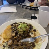 Miami Brunch Bowl made vegan… after I dug in, couldn’t wait it was SO tasty ;) at Cousins Cuban Cafe in Black Mountain