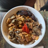 Chefs arroz con pollo (vegan jackfruit option)  at Cousins Cuban Cafe in Black Mountain
