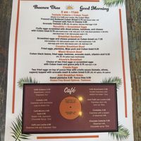 Menu  at Cousins Cuban Cafe in Black Mountain