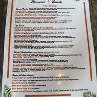 Lunch menu   at Cousins Cuban Cafe in Black Mountain