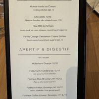 Dessert menu  at Hollerhorn Distilling in Naples