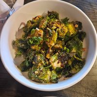 Garlic parmesean brussel sprouts. (Made vegan) at Hollerhorn Distilling in Naples