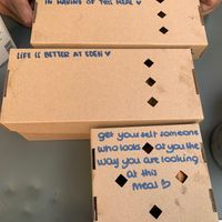 Cute carton takeaway boxes at Eden Jaxx - Købmagergade in Copenhagen