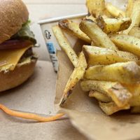 Burger and fries  at Eden Jaxx - Købmagergade in Copenhagen