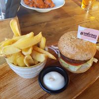Vegan burger at White Hart Alehouse in Sturminster Newton