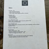 Menu  at Nomad in Edinburgh