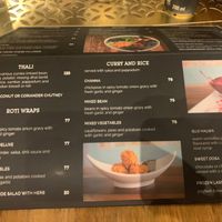 Main menu  at The Masala Dosa in Cape Town